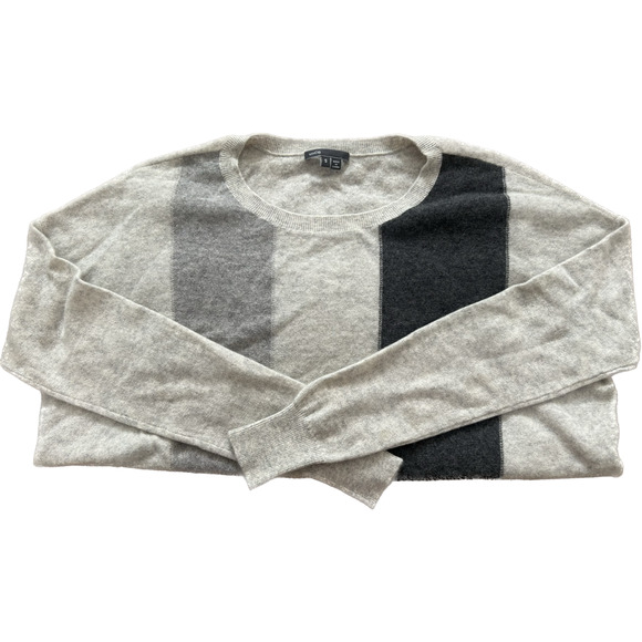 VINCE Women's 100% Gray Cashmere Color block Crew Neck Pullover Sweater Small - Picture 7 of 11